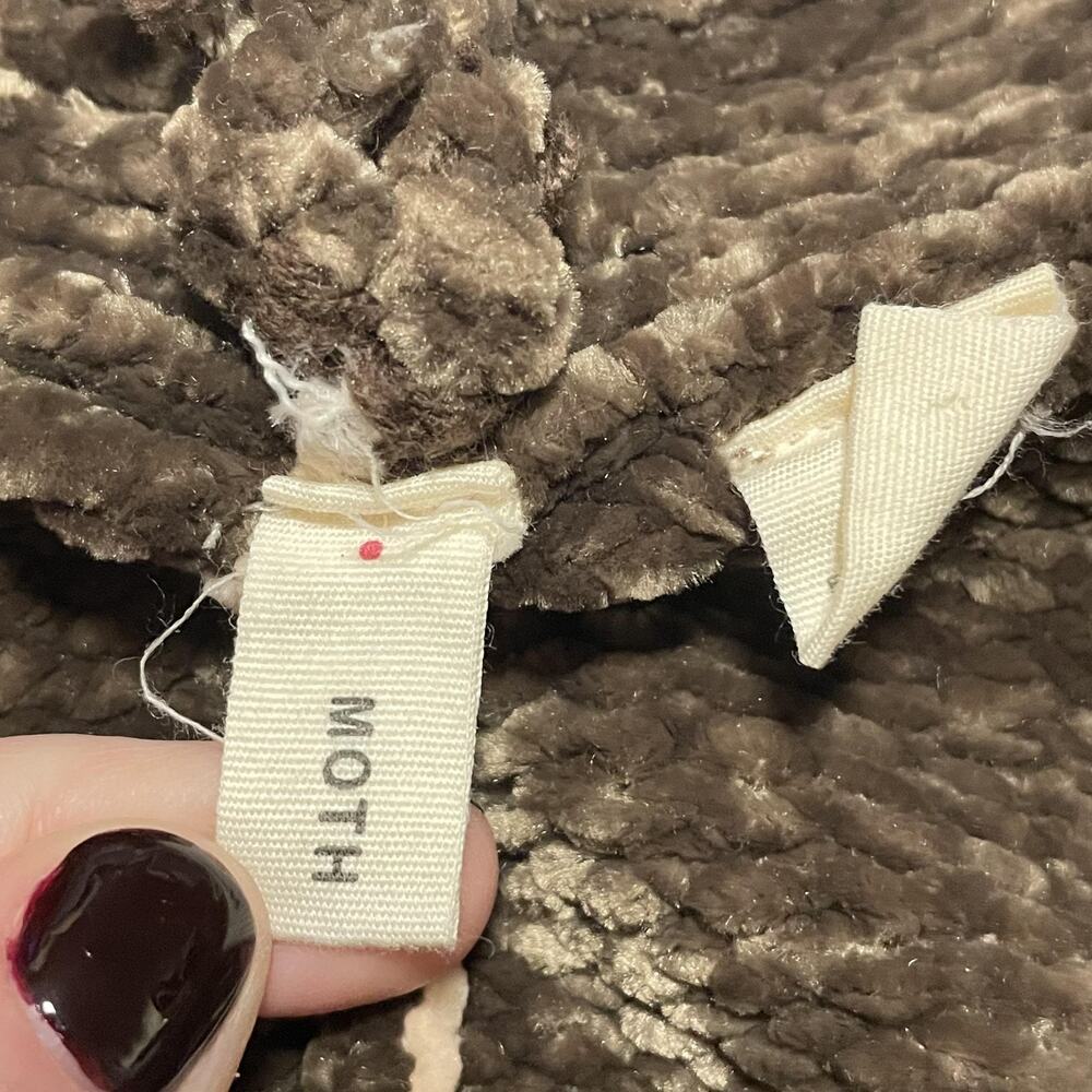 Moth Sweater Womens Small Brown Chenille Open Front Cardigan Cozy Ribbed Pockets - Picture 3 of 9